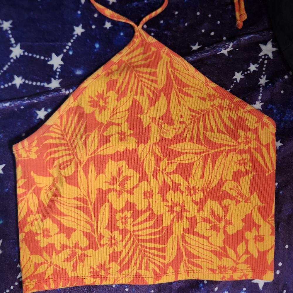 JCPenney Orange and Yellow Floral Crop Top